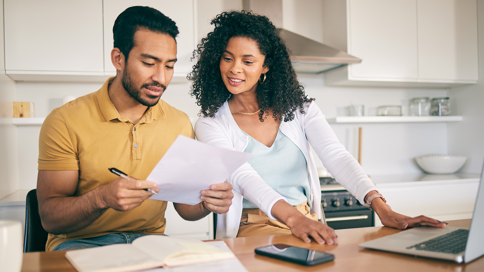 Couple planning their budget
