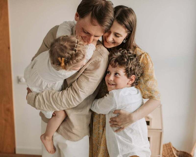 Close family embracing