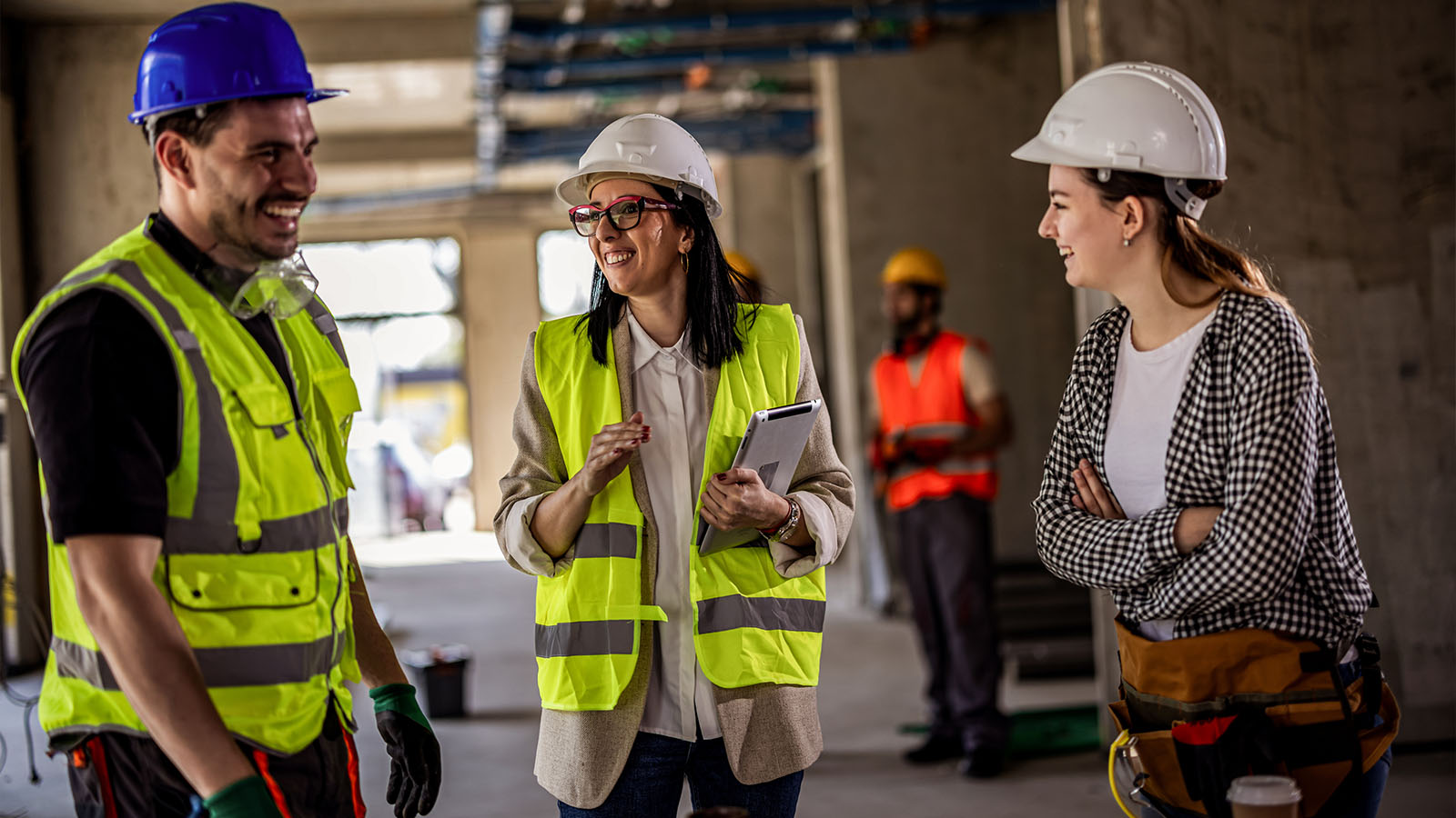 Workers on the site of a new housing build